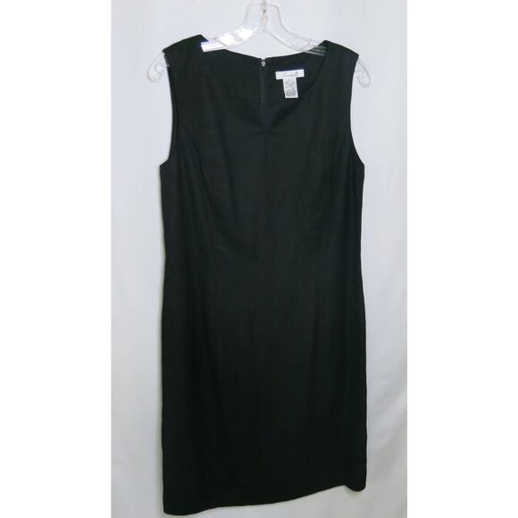SAVANNAH Sleeveless Linen Dress Size 10 Women Sheath Mid Length Business Black - Picture 1 of 9